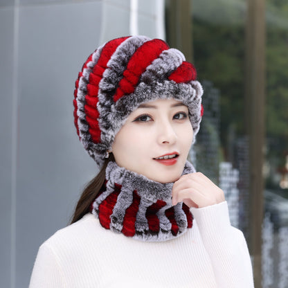 Warm Real Rabbit Fur Winter Hat for Seniors