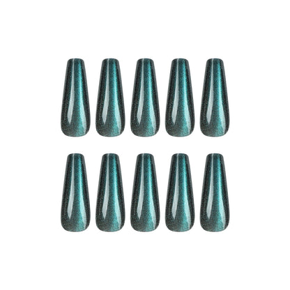 Lake Blue Cat Eye Removable Nail Tips