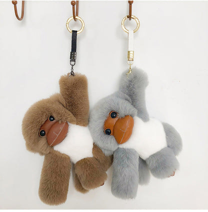 Cute Otter Fur Monkey Charm Keychain & Bag Decor