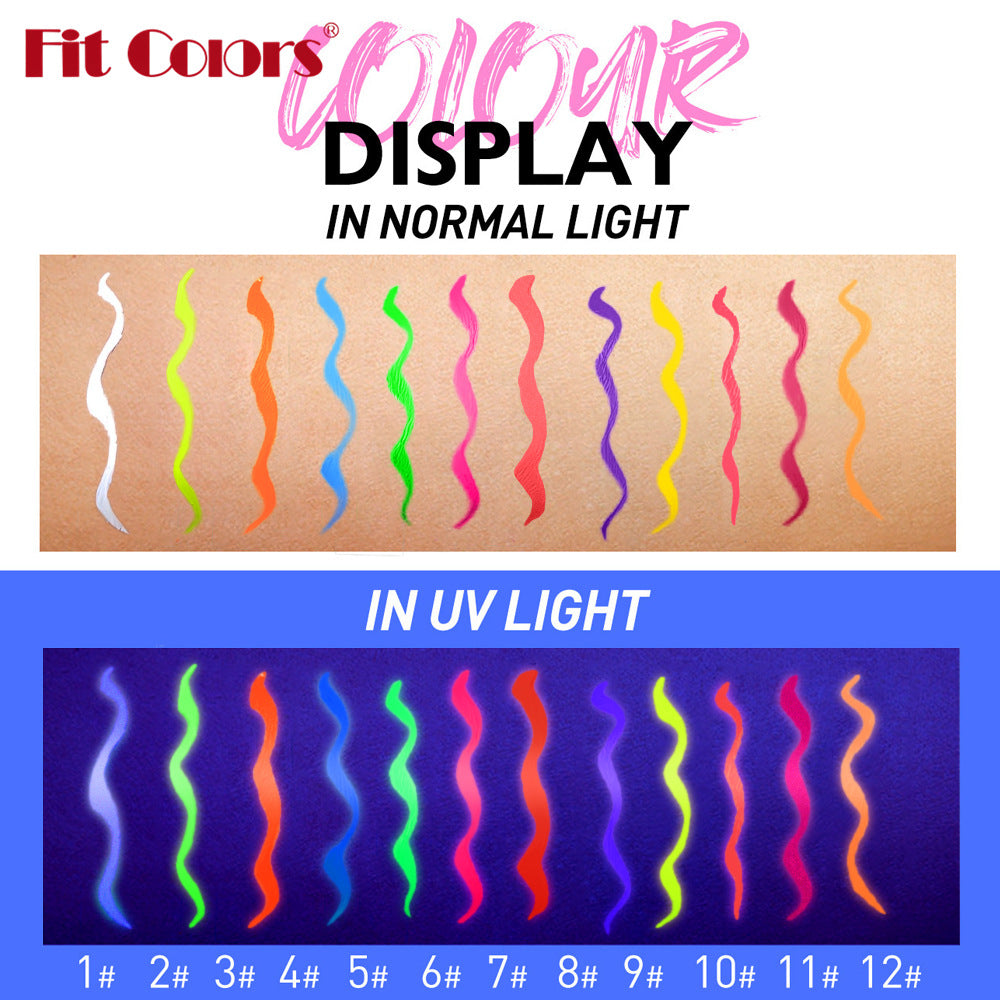 New Fashion 12-Color UV Fluorescent Eyeliner Set for Face and Body-Homeunderwear