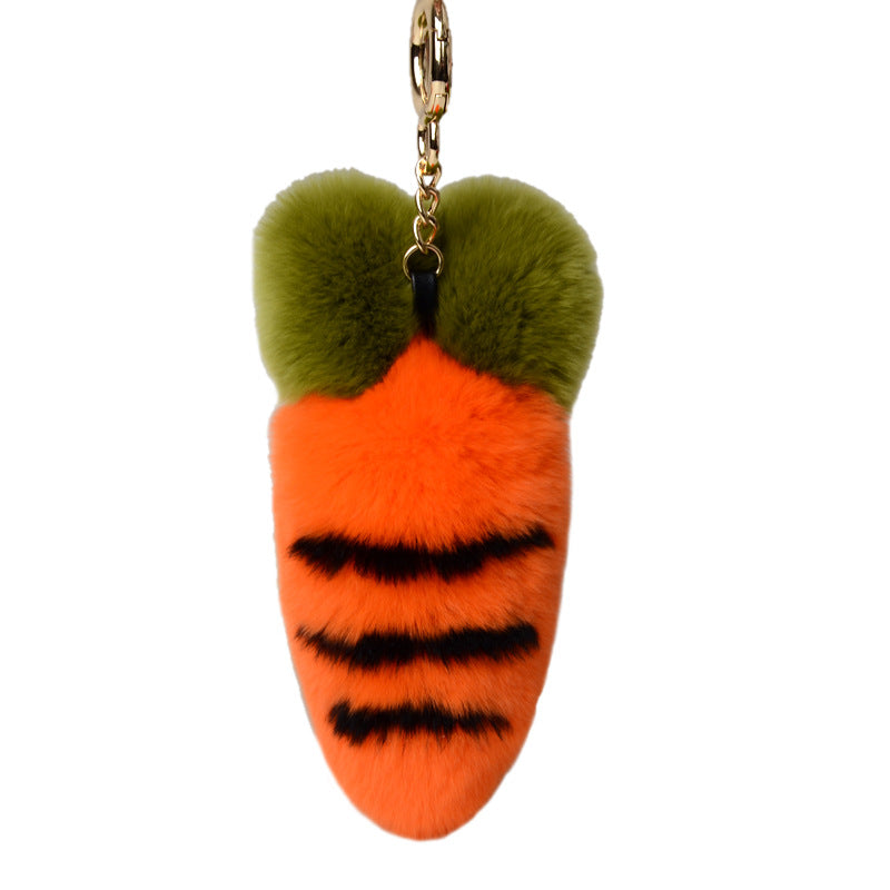 Wholesale Fuzzy Carrot Charm - Faux Fur Keychain & Bag Accessory