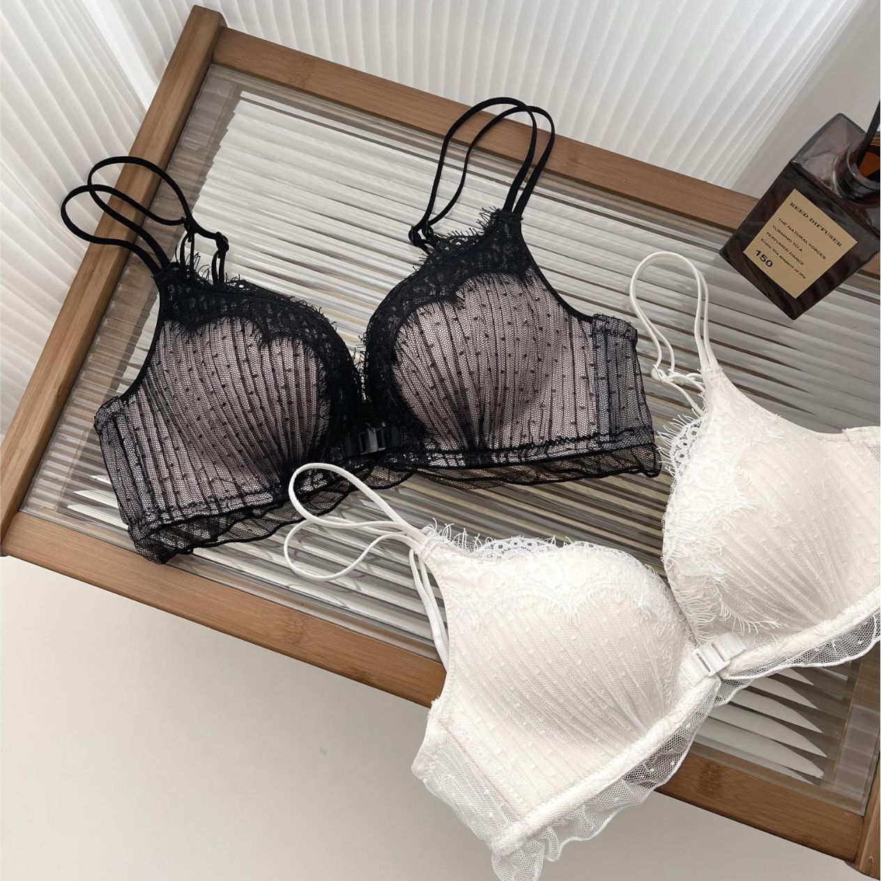 White Open Cup Gather Push-up Bras