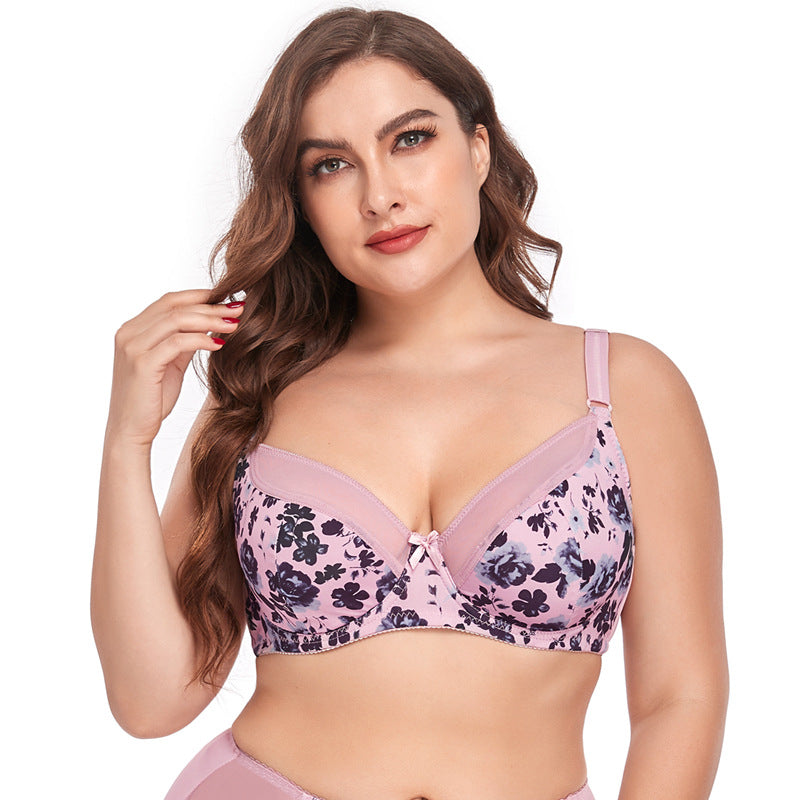 Plus Size Sexy Lace Print Bra