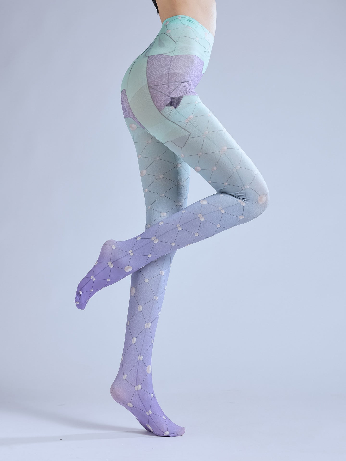 Purple Gradual Change Lolita Stockings Mesh Pantyhose