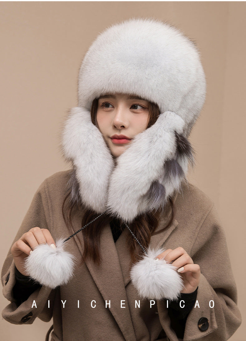 Warm Fox Fur Ear Flap Hat - Winter Fashion Trend