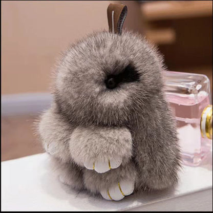 Cute Mini Faux Fur Bunny Charm - Keychain & Bag Accessory