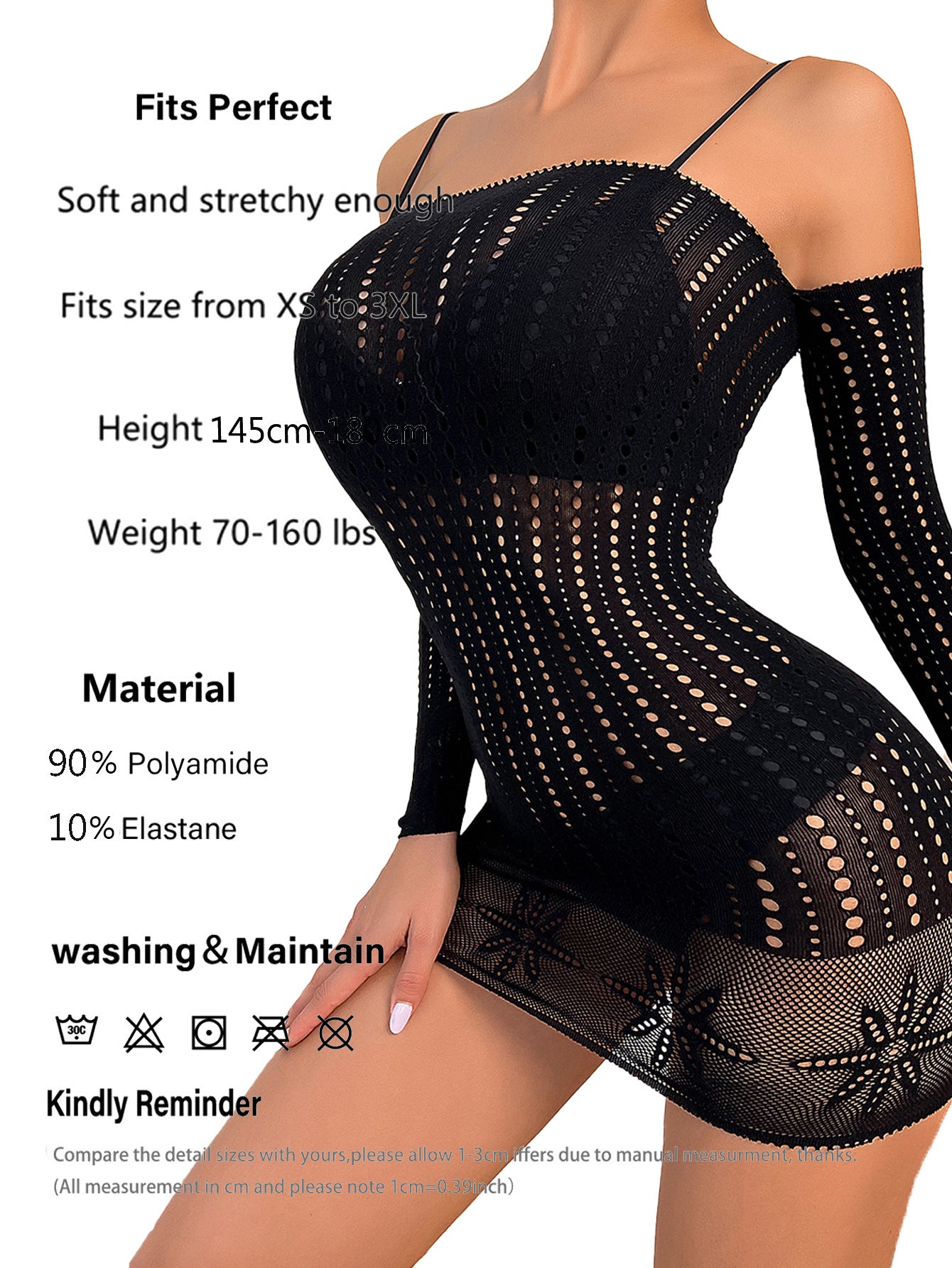 Sexy Ins Seduction Transparent Leaves Off-the-shoulder Sleeves Mesh Dress Sexy Lingerie