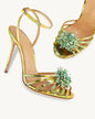 Crystal Embellishments Floral Hollow-Out Fish Mouth Sandals-Homeunderwear