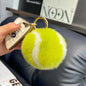 Cute Real Rabbit Fur Tennis Ball Keychain & Bag Charm