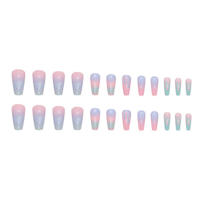 Shiny Macaron Gradient Press-On Nails - Cute