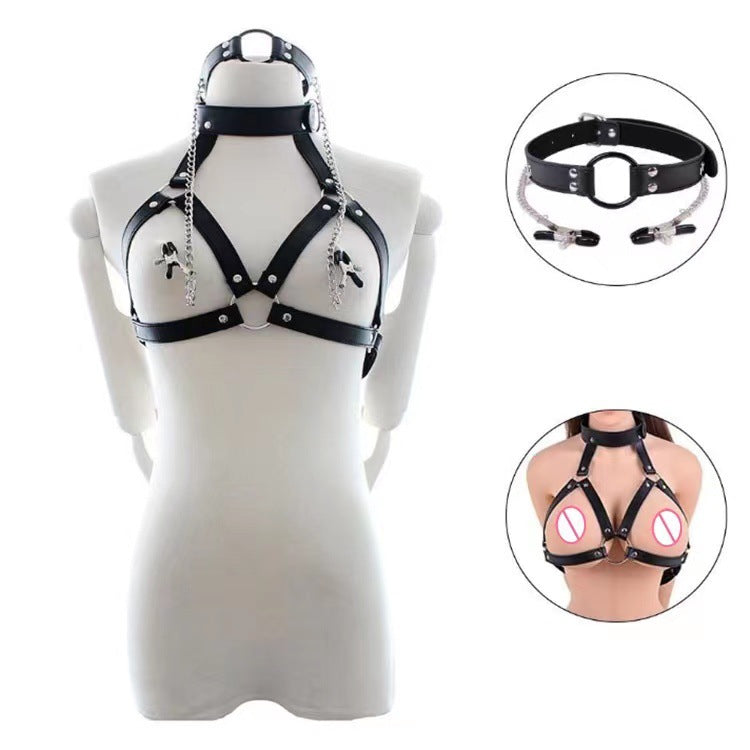 Gag Ring Breast Clamp Bust Bandage Set