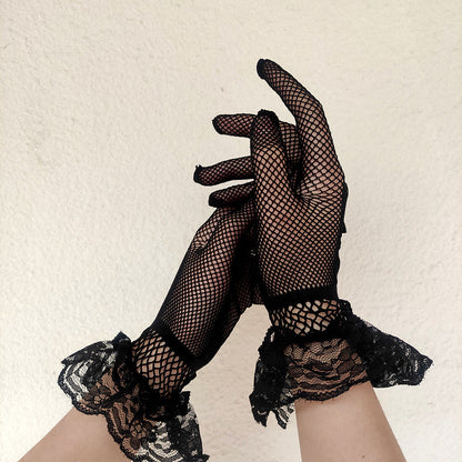 Lace Fishnet Stretch Gloves