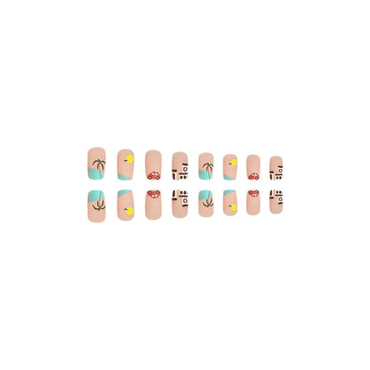 Summer Beach Short Square Nails - Seagull Design