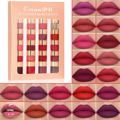 20-Color Waterproof Long-Lasting Lip Gloss Set