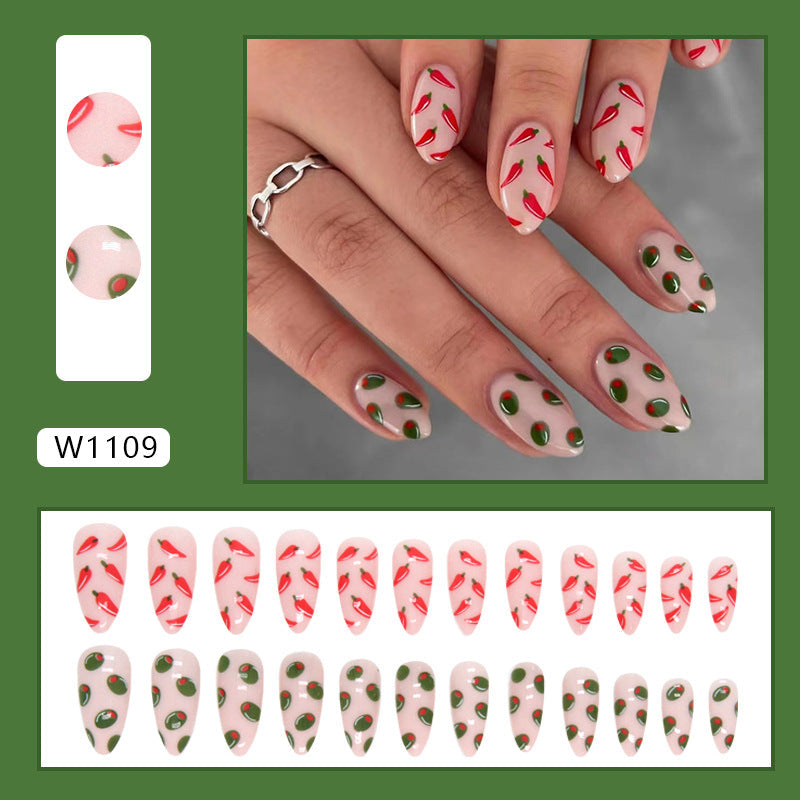 Almond Shape Red Chili Nails, Cute and INS Style