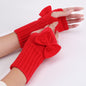 Wool Half Finger Bow Gloves