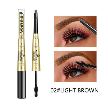 Double-Head Triangular Eyebrow Pencil with Waterproof Mascara