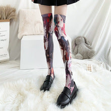 Spring and Autumn Print Japanese Lolita Cute Anime Knee Long Tube Velvet Socks