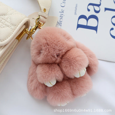 Cute Real Rabbit Fur Bunny Keychain - Mini Bag Charm