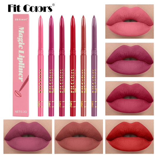 New Fashion 6-Color Matte Lip Liner Set for Long-Lasting Velvet Finish-Homeunderwear