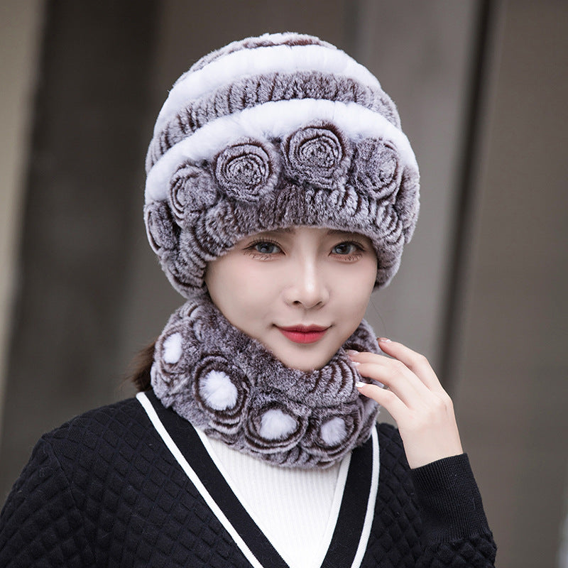 Stylish Real Rabbit Fur Ear Flap Hat - Warm Winter Accessory