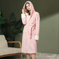 Free Shipping For Long Coral Fleece Hooded Robe