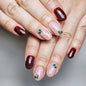 New FashionShort Shiny Oval Christmas Nails - Glitter, Leaves, Berries-homeunderwear