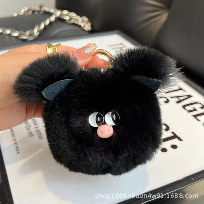 Cute Rabbit Fur Pig Keychain Plush Toy