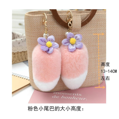 Cute Pink Fuzzy Charm - Real Rabbit Fur Accessory