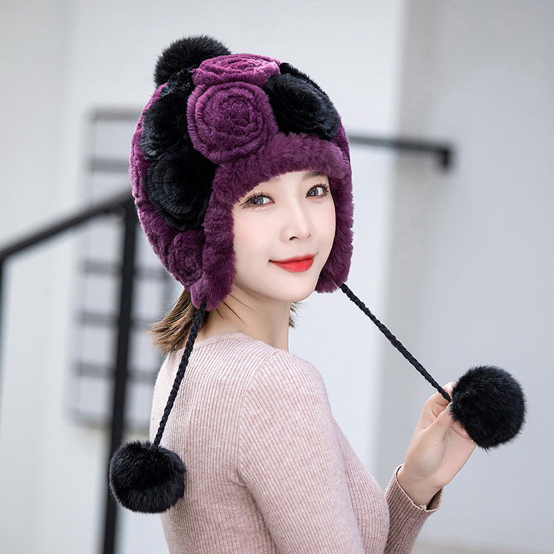 Winter Real Rabbit Fur Ear Flap Hat - Stylish & Warm