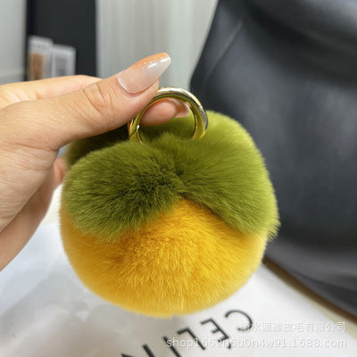 Cute Otter Rabbit Fur Persimmon Keychain Plush Toy Gift