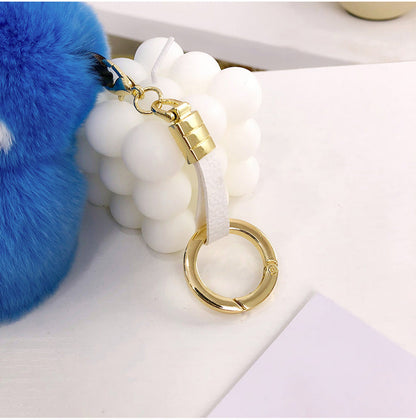 Cute Real Rabbit Fur Stitch Keychain - Accessory