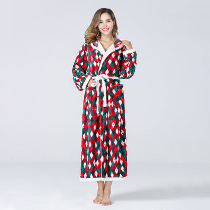 Christmas Gingham Strappy Flannel Robe