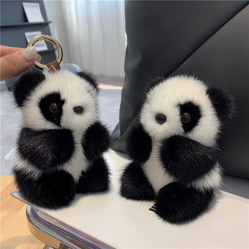 Cute Faux Mink Panda Keychain Plush Toy Accessory