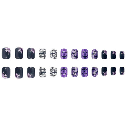 Purple Mummy Spider Web Glitter Halloween Nails