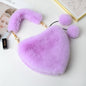 New Heart Shaped Fuzzy Handbag Shoulder Purse