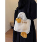 Cute Swan Fuzzy Tote Bag - Winter Shoulder Handbag