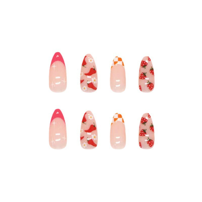 Stylish Fruit-Themed Pointed Drop Nails for Summer