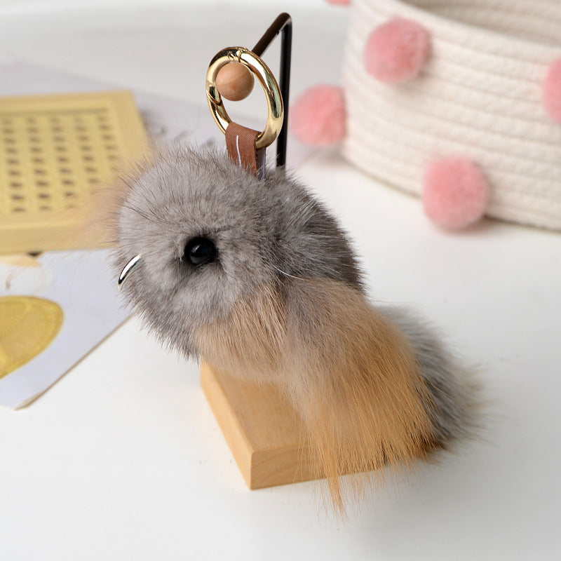 Mink Fur Bird Car Keychain Pendant Plush Doll Bag Accessory