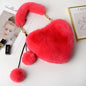 Trendy Heart Shaped Fuzzy Handbag, Clutch