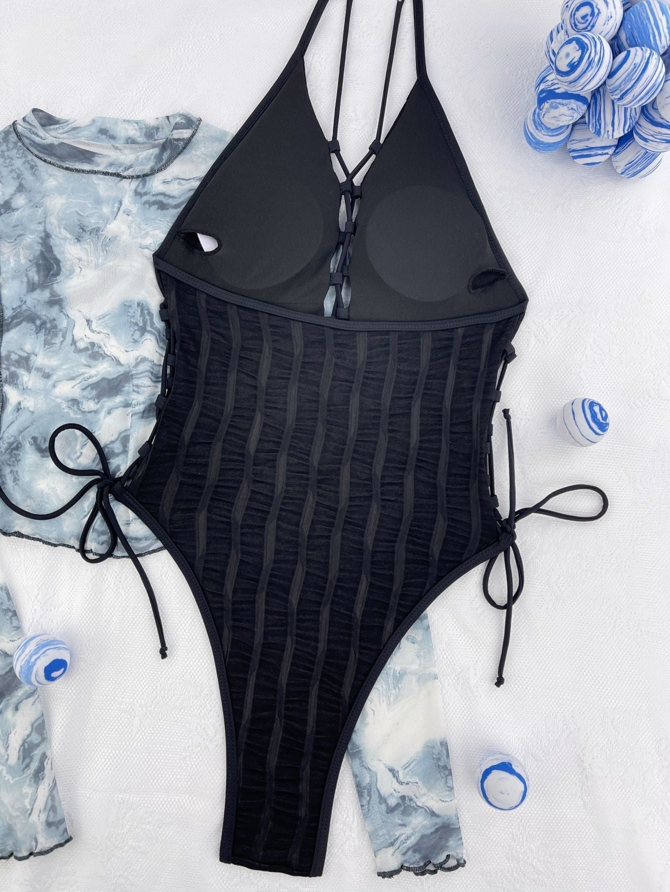 Innovative One-Piece Drawstring Swimsuit