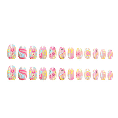 Summer Colorful Heart Smiley Nail Stickers