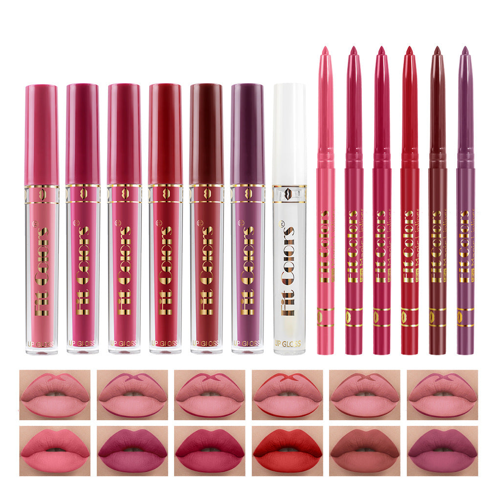 New Fashion6+7 Lip Liner and Lip Gloss Set - Matte-homeunderwear