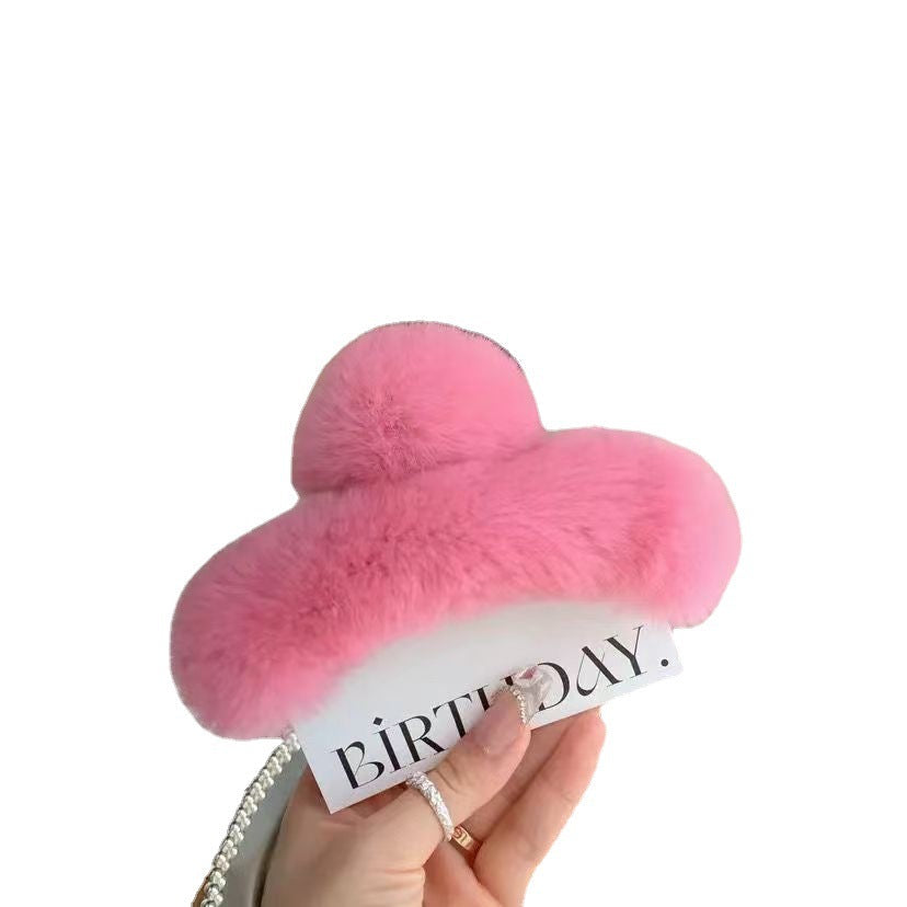 Luxury Real Rabbit Fur Hair Claw - Cute Ponytail Holder