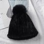 Stylish Mink Fur Hat with Fox Pom Pom