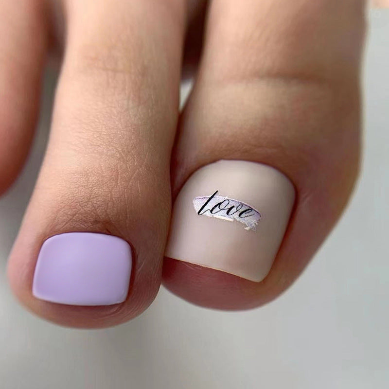 Pastel Matte Lilac Love Nails, Sweet and Chic