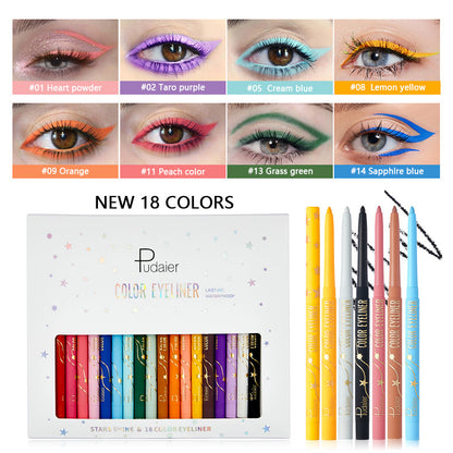 18-Color Waterproof Eyeliner Pencil, Smudge-Proof and Long-Lasting-homeunderwear