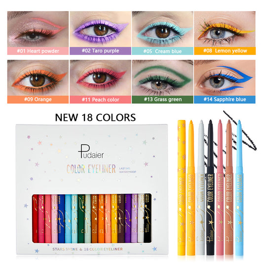 18-Color Waterproof Eyeliner Pencil, Smudge-Proof and Long-Lasting-homeunderwear