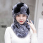 Winter Real Rabbit Fur Hat & Scarf Set - Warm & Stylish