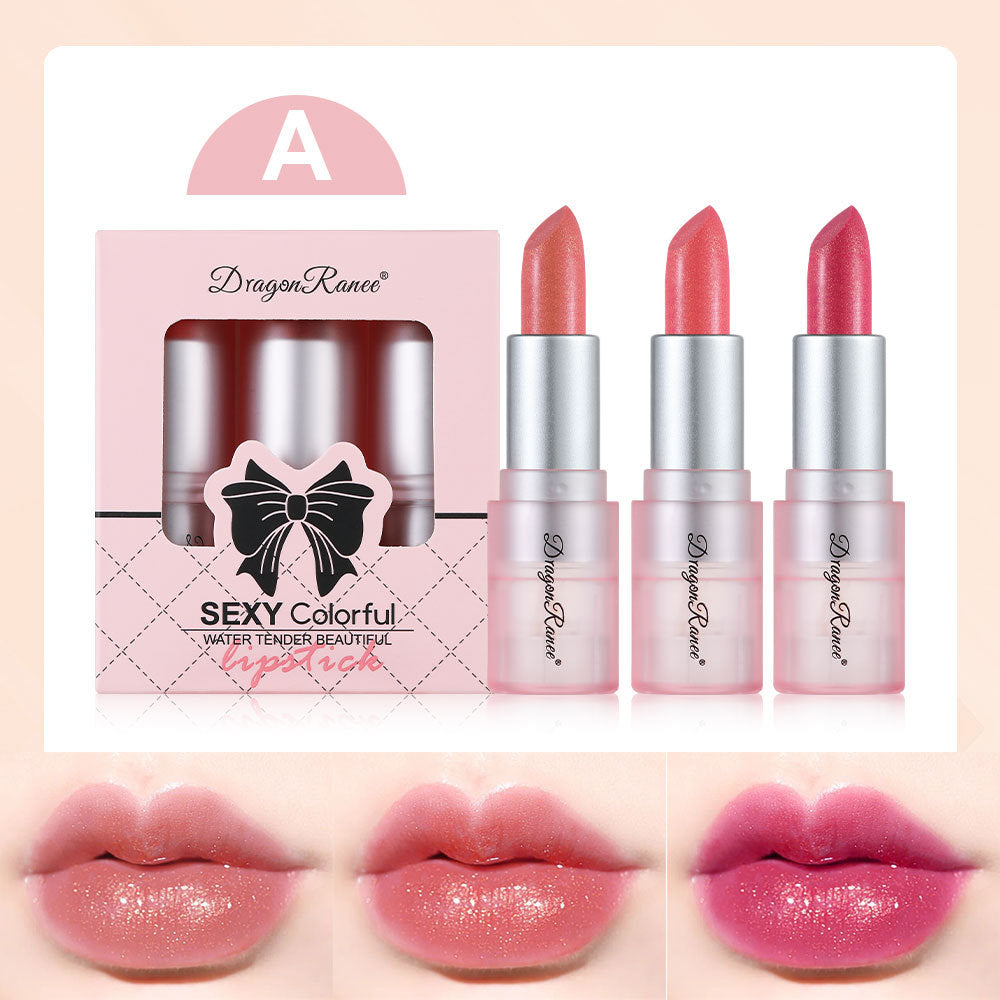 3-Pack Shimmer Lipstick Set with Pearl Finish-Homeunderwear